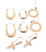 FOUR PAIRS OF 9CT GOLD EARRINGS