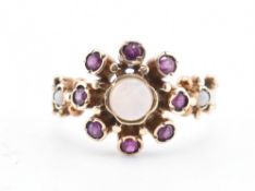 9CT GOLD OPAL & PINK STONE RING