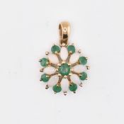 9CT GOLD OPAL AND EMERALD NECKLACE PENDANT