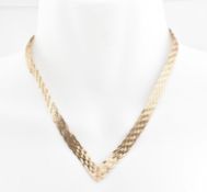 HALLMARKED 9CT GOLD BRAIDED HERRINGBONE CHAIN WISHBONE NECKLACE