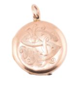 GEORGE V HALLMARKED 9CT ROSE GOLD ENGRAVED LOCKET PENDANT
