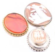 COLLECTION OF ANTIQUE JEWELLERY INCLUDING STICK PIN & CAMEOS