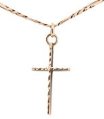 HALLMARKED 9CT GOLD CROSS PENDANT NECKLACE