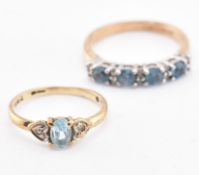 TWO 9CT GOLD GEM SET RINGS