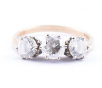 HALLMARKED 9CT GOLD THREE STONE RING