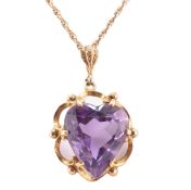 GOLD & AMETHYST HEART PENDANT NECKLACE