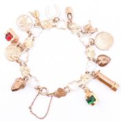 HALLMARKED 9CT GOLD HEART LINK CHAIN CHARM BRACELET