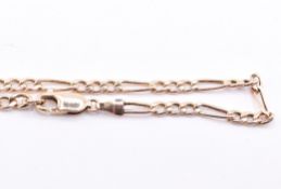 HALLMARKED 9CT ITALIAN FLAT BELCHER FIGARO LINK NECKLACE CHAIN