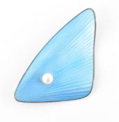 SCANDINAVIAN GUILLOCHE ENAMEL & PEARL BROOCH PIN