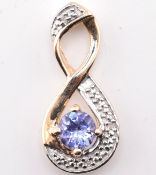 HALLMARKED 9CT GOLD TANZANITE & DIAMOND NECKLACE PENDANT