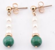 GOLD & MALACHITE EARRINGS & PENDANT