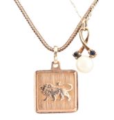 TWO 9CT GOLD PENDANT NECKLACES & GEM SET NECKLACE PENDANT