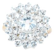 HALLMARKED 9CT GOLD & AQUAMARINE CLUSTER RING