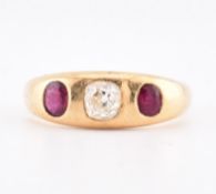 18CT GOLD RUBY & DIAMOND GYPSY RING