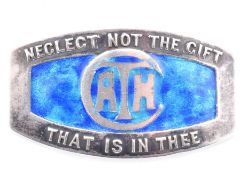 HALLMARKED SILVER & ENAMEL ART NOUVEAU RELIGIOUS BROOCH PIN