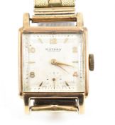 HALLMARKED 9CT GOLD ROTARY SQUARE FACE WRISTWATCH