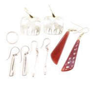 COLLECTION OF GOLD PENDANT EARRINGS