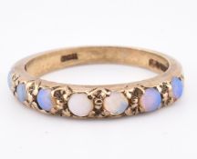 HALLMARKED 9CT GOLD & OPAL HALF HOOP RING