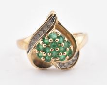 HALLMARKED 9CT GOLD EMERALD & DIAMOND HEART RING