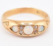 VICTORIAN HALLMARKED GOLD OPAL & DIAMOND RING