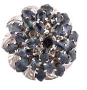 18CT WHITE GOLD SAPPHIRE CLUSTER RING