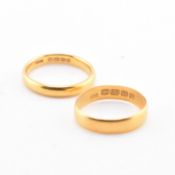 TWO HALLMARKED 22CT GOLD BAND RINGS