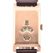 1930S HALLMARKED 9CT GOLD JUMP HOUR WRISTWATCH