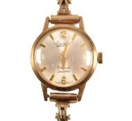 HALLMARKED 9CT GOLD LADIES EVERITE WRISTWATCH