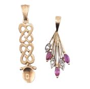 TWO HALLMARKED 9CT GOLD NECKLACE PENDANTS