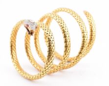 19TH CENTURY FRENCH 18CT GOLD DIAMOND & RUBY SERPENT BANGLE