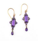 PAIR OF EARLY 20TH CENTURY AMETHYST PENDANT EARRINGS