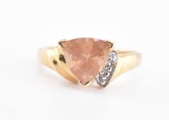 HALLMARKED 9CT GOLD TIBETAN SUNSTONE & TOPAZ RING