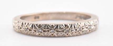 HALLMARKED 18CT WHITE GOLD & DIAMOND HALF HOOP RING