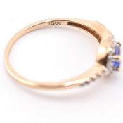 HALLMARKED 9CT GOLD TANZANITE & WHITE STONE RING