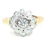 HALLMARKED 18CT GOLD & DIAMOND FLOWER CLUSTER RING