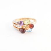HALLMARKED 9CT GOLD MULTI-STONE CROSSOVER RING