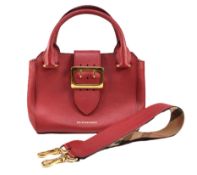 BURBERRY RED BUCKLE BAG WITH CROSSBODY STRAP