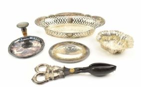 COLLECTION OF SIX GERMAN & CONTINENTAL SILVER ITEMS BASKET & TRAYS