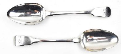 PAIR OF 18TH CENTURY GEORGE III HALLMARKED SILVER TABLE SPOONS