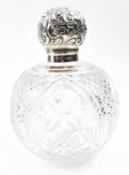 LATE VICTORIAN SILVER HALLMARKED CUT GLASS DRESSING TABLE PERFUME BOTTLE