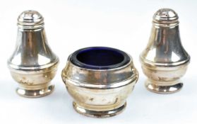 THREE-PIECE HALLMARKED SILVER CRUET SET