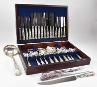 CASED SET OF 64 PIECES HALLMARKED SILVER & SILVER HANDLED CANTEEN OF CUTLERY