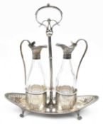 GEORGE VI HALLMARKED SILVER & GLASS OIL AND VINEGAR CRUET