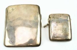 GEORGE V HALLMARKED SILVER CIGARETTE CASE & VESTA