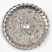 A SMALL VICTORIAN 19TH CENTURY HALLMARKED SILVER TRINKET DISH / TRAY