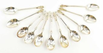 MATCHED SETS OF ELEVEN PIECES HALLMARKED SILVER APOSTLE SPOONS