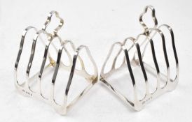 TWO GEORGE V HALLMARKED SILVER TOAST RACKS