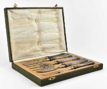 A CASED SET OF FIVE-PIECE GERMAN 800 SILVER HANDLED SERVING SET