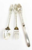 A VICTORIAN HALLMARKED SILVER CHRISTENING 3-PIECE CUTLERY SET