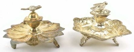 TWO INDIAN SILVER SINDOOR BOXES / KUMKUM CONTAINERS